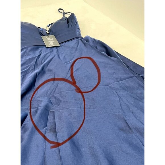 New LA FEMME Size 2 PROM Long Dress 28607 Navy *Stain* - Picture 4 of 16